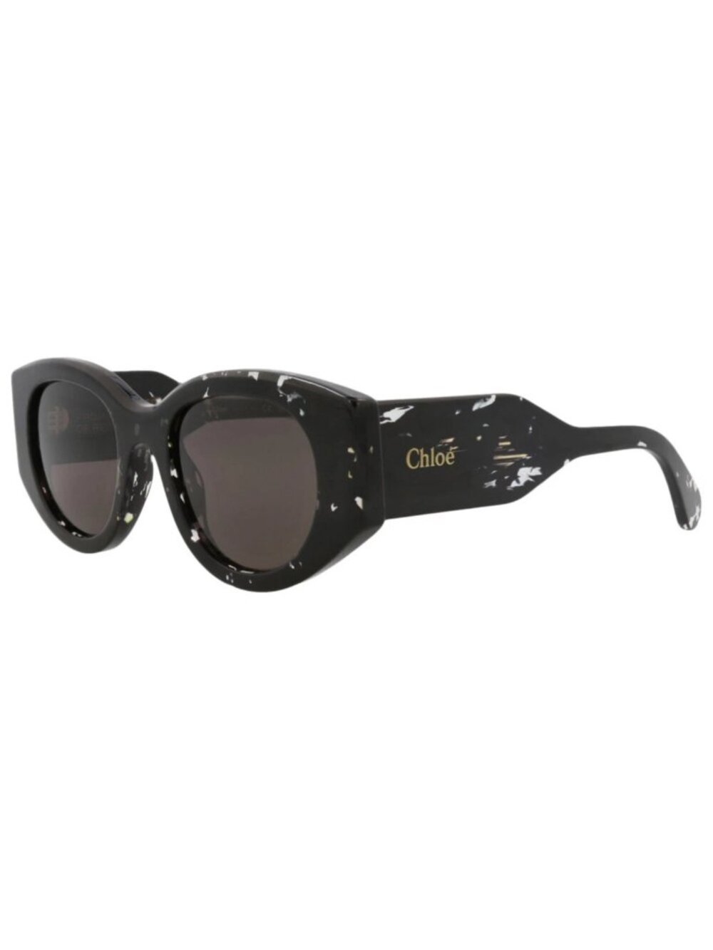 New Chloé Women's Sunglasses Round Oval Recycled Acetate Frame Black Black Grey
